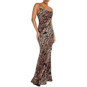 Good American Chiffon Bias Cowl Maxi Dress Multicolor XS